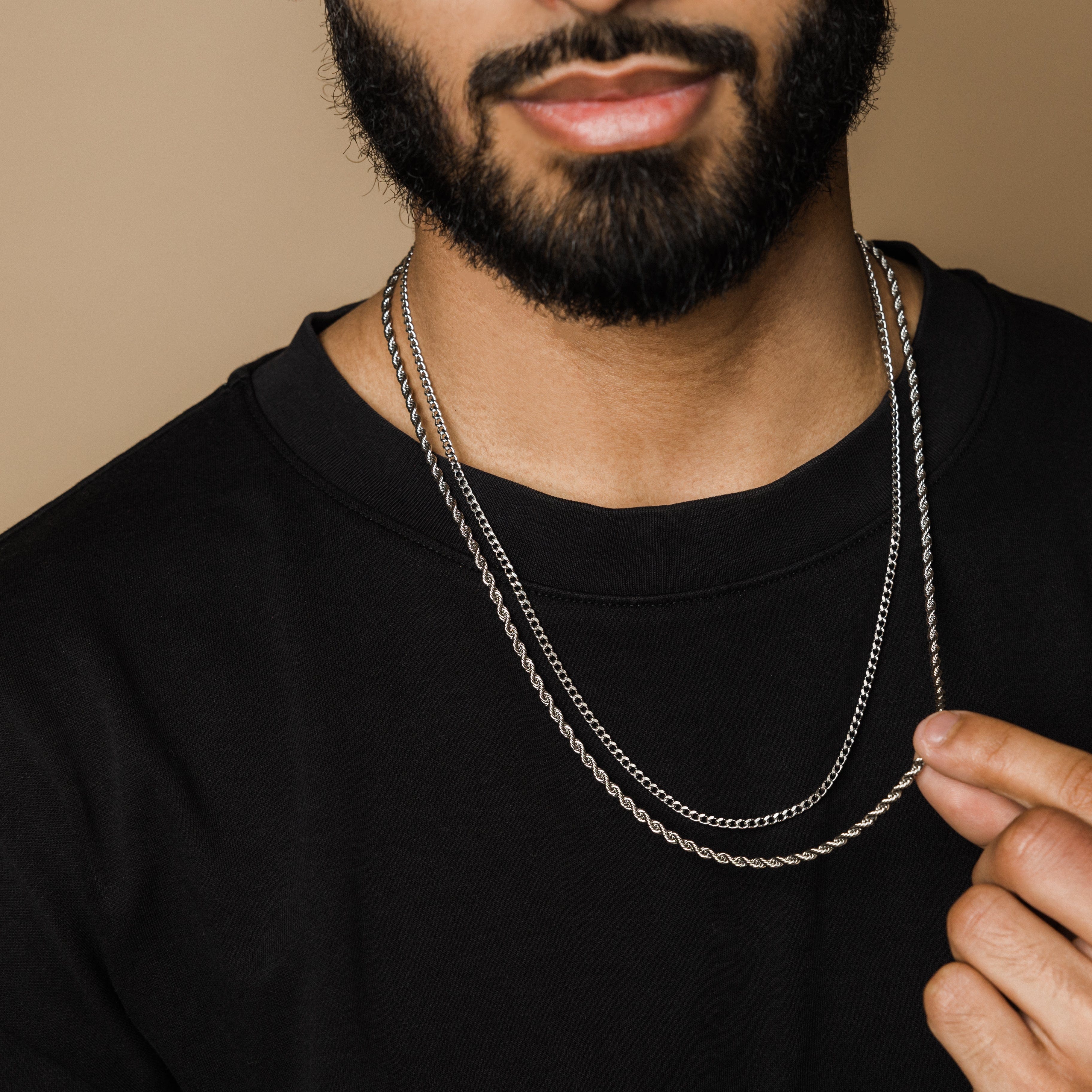 Curb + Rope Chain Stack | Men